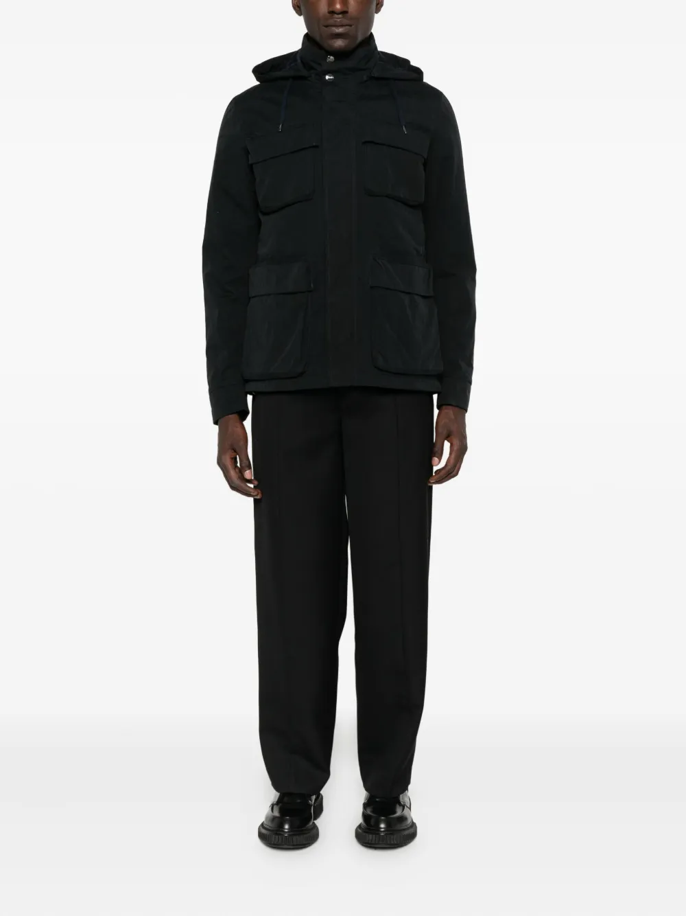 Herno Jack met capuchon en zak Blauw