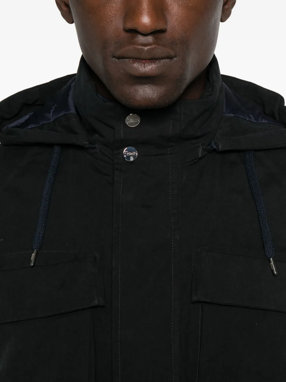 Herno Jack met capuchon en zak Blauw
