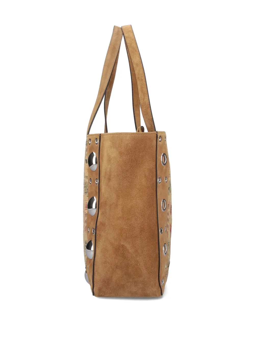 Valentino Garavani Suède shopper met geborduurde bloemen Bruin
