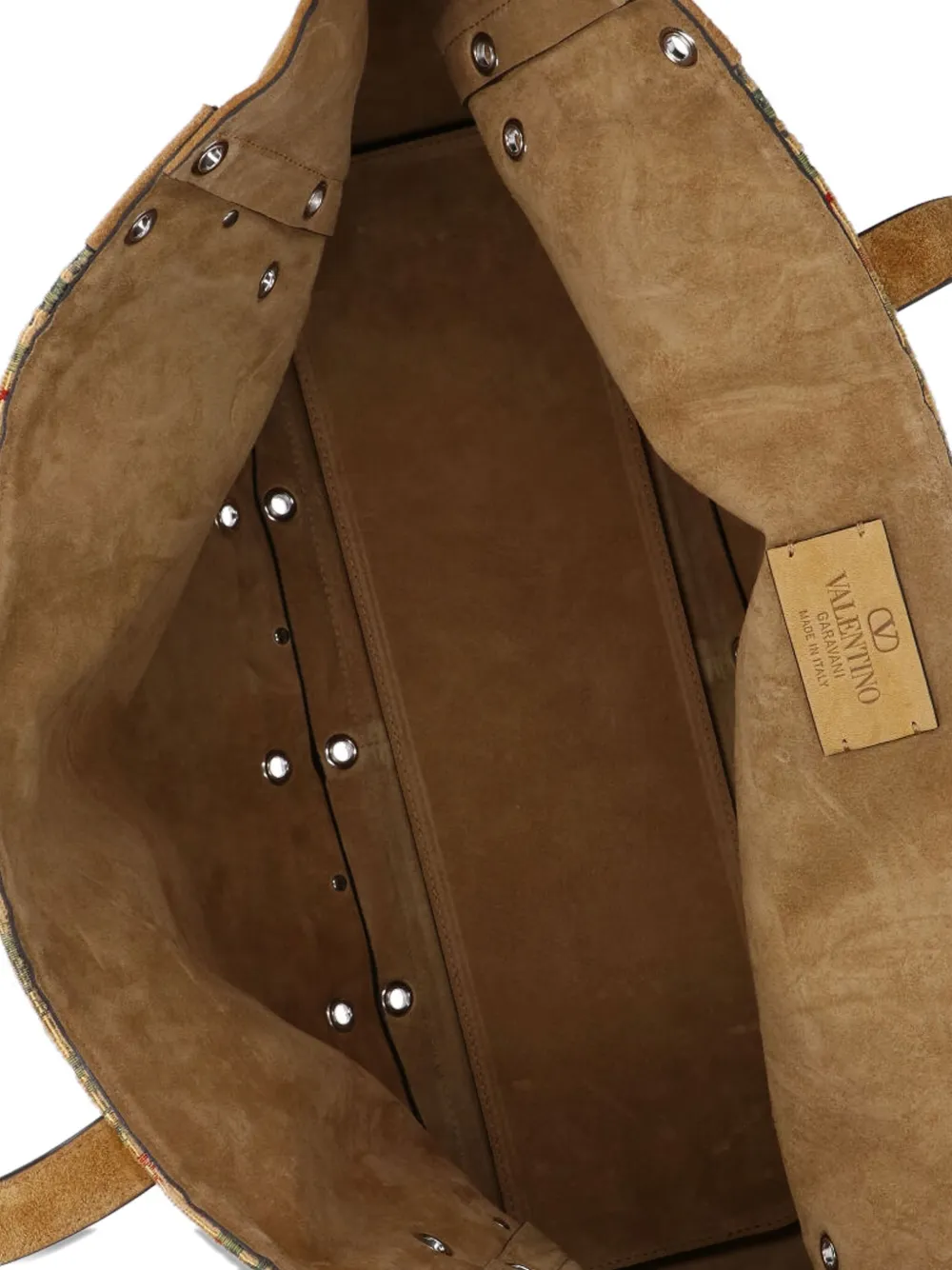 Valentino Garavani Suède shopper met geborduurde bloemen Bruin