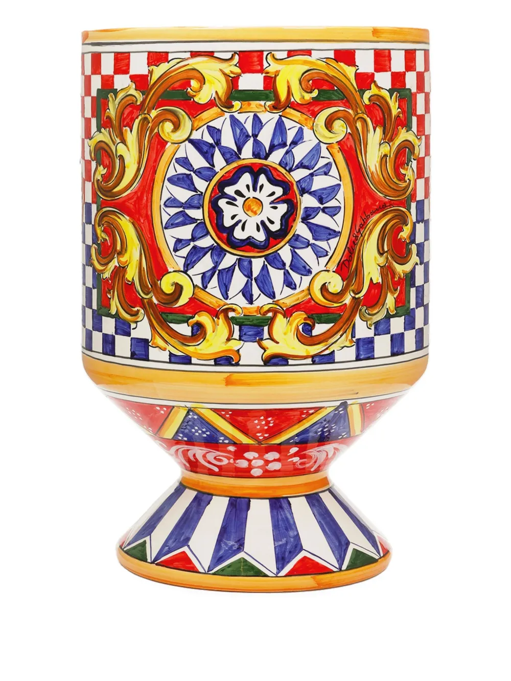 Dolce & Gabbana Geometric-patterned Ceramic Vase In Multi