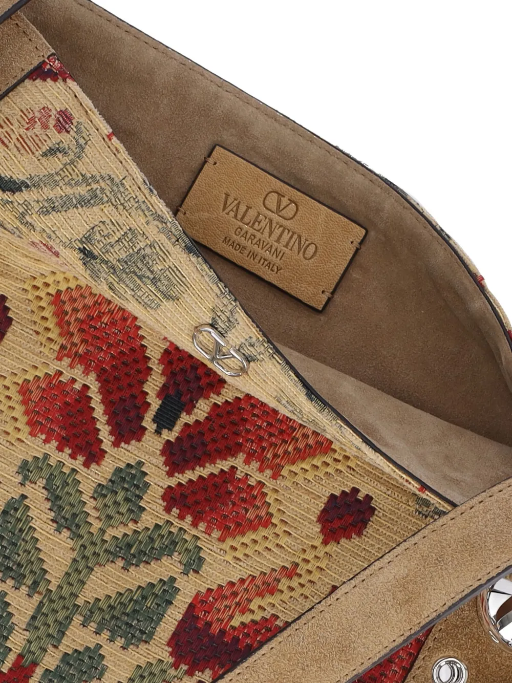 Valentino Garavani Nellcôte schoudertas met geborduurde bloemen Beige
