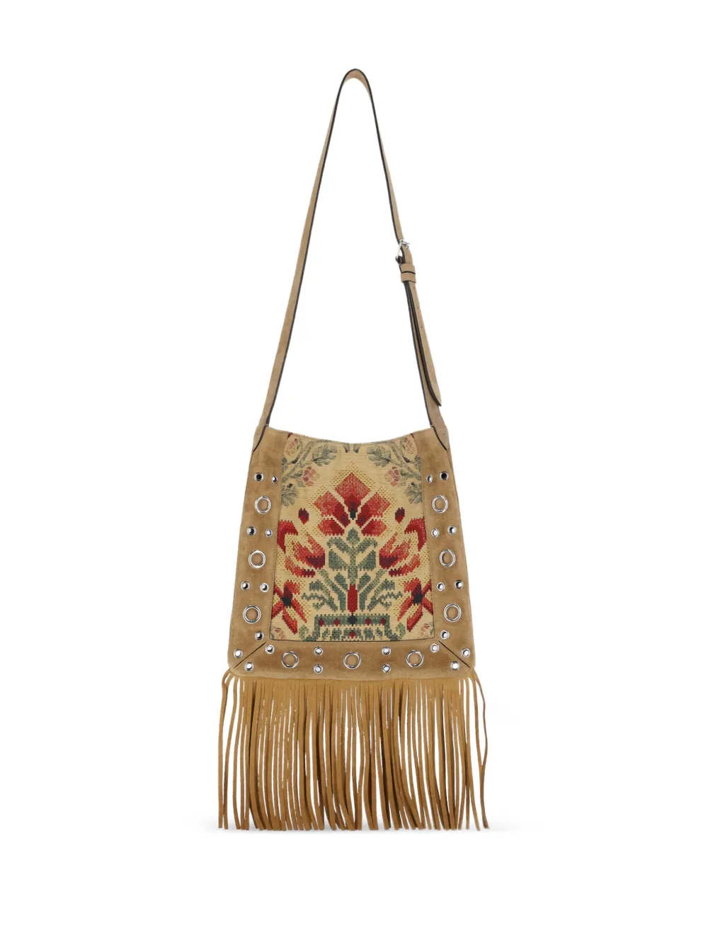Valentino Garavani Nellcôte schoudertas met geborduurde bloemen - Beige