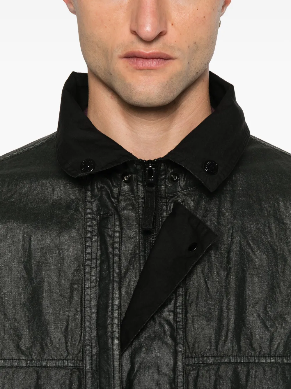 Stone Island zip-fastening polo-collar jacket Zwart