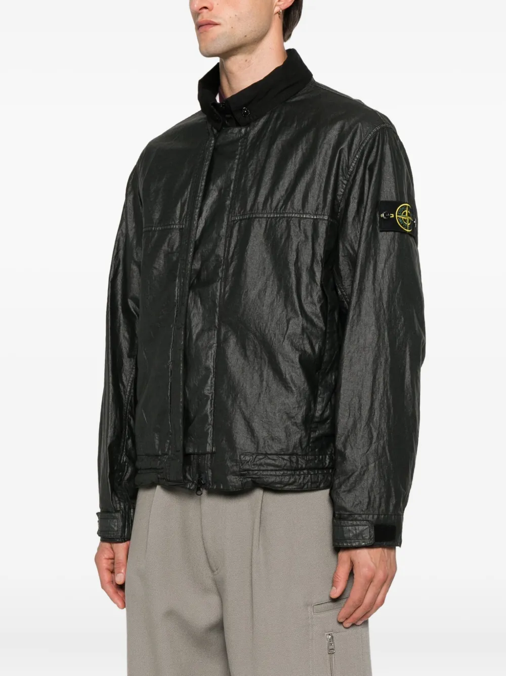 Stone Island zip-fastening polo-collar jacket Zwart