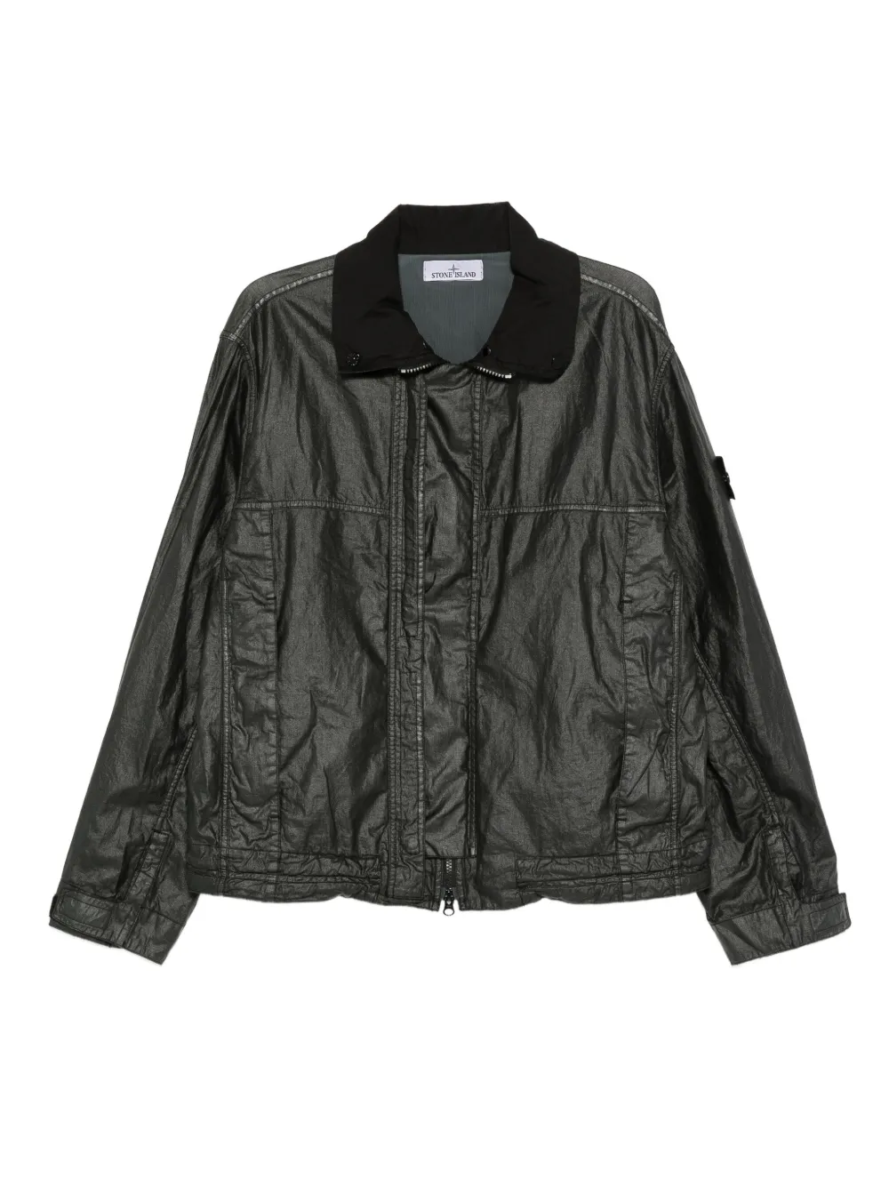 Stone Island zip-fastening polo-collar jacket Zwart