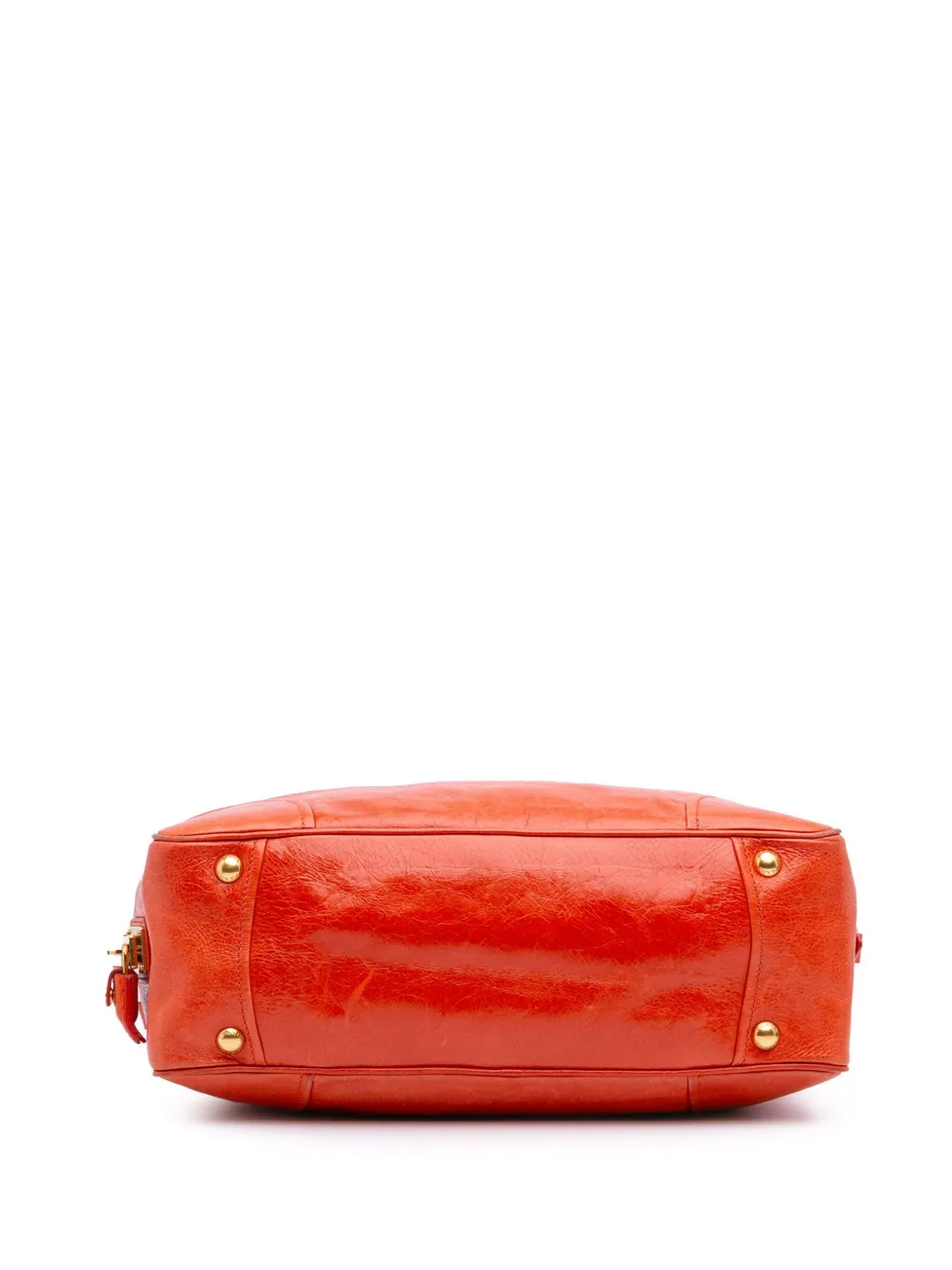Pre-owned Prada 2000-2025 Vitello Shine Bauletto Satchel In Orange
