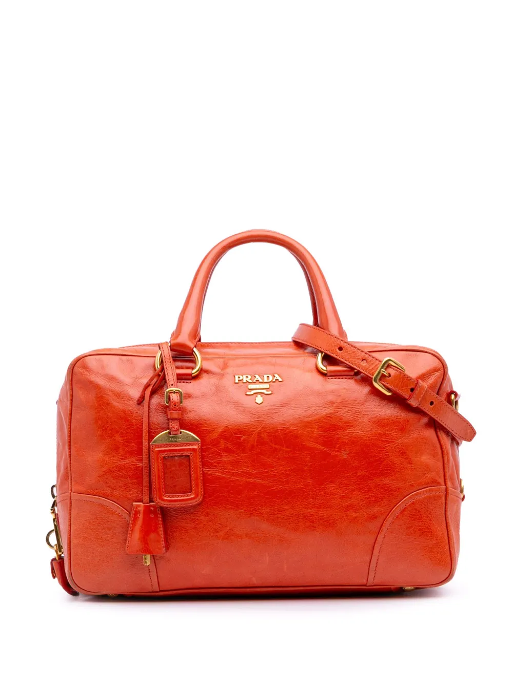 Prada Pre-Owned 2000-2025 Vitello Shine Bauletto satchel | Orange | Image 1