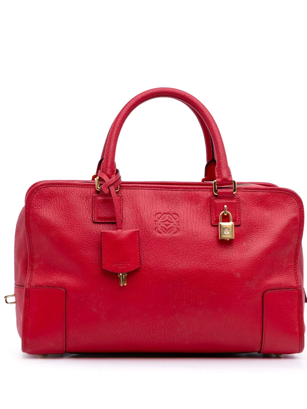 Pre-owned Loewe 2012 Leather Amazona 36 Satchel In Red