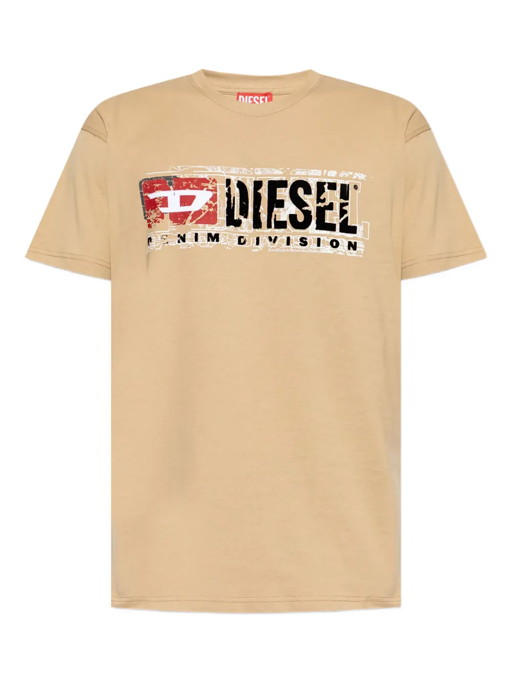 Diesel distressed logo-print T-shirt Beige