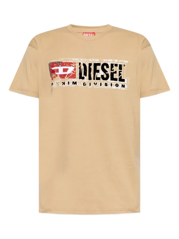 Diesel Distressed logo-print T-shirt | Neutrals | FARFETCH