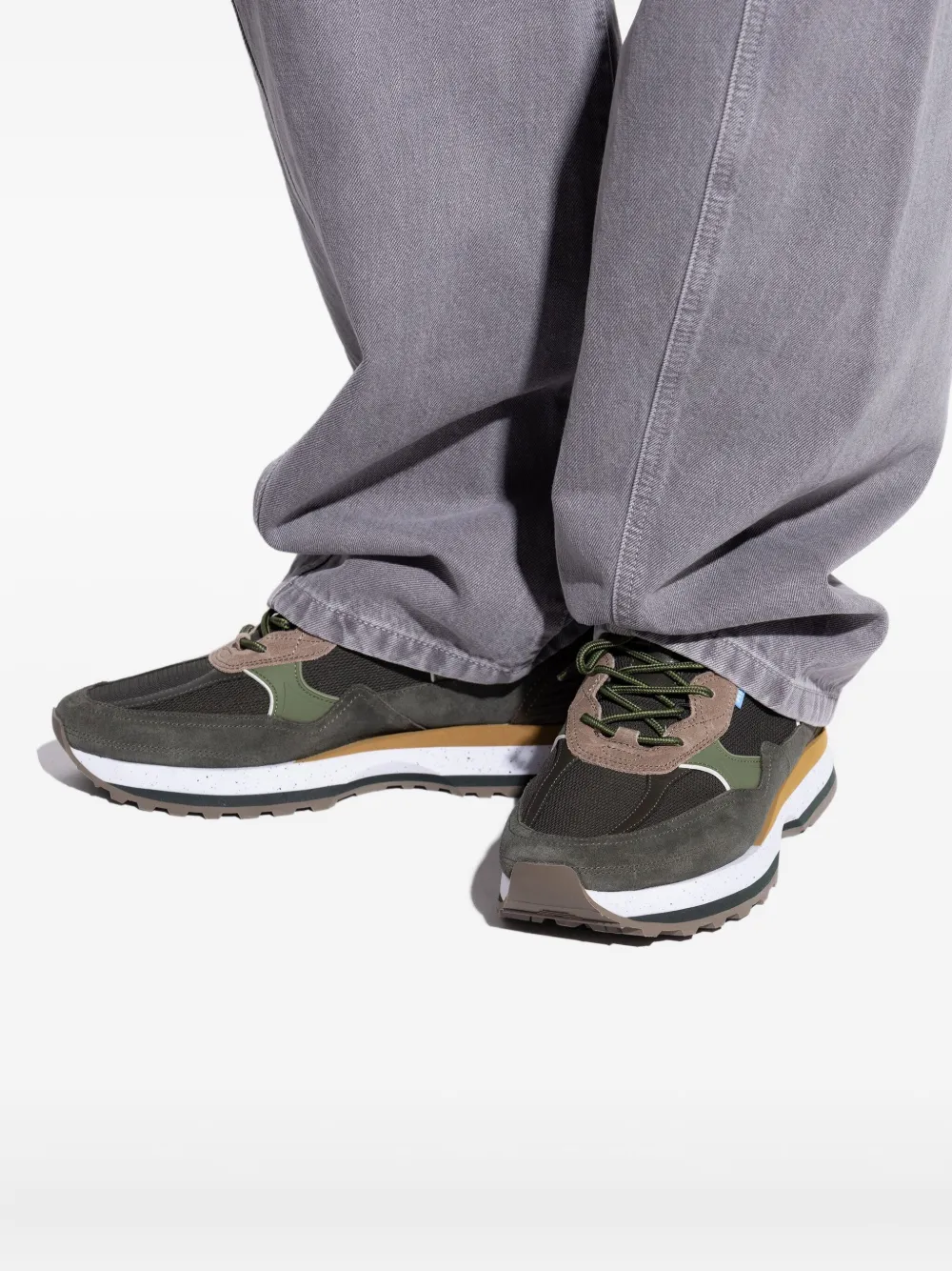 Ps By Paul Smith Suede-leather Panelled Low-top Sneakers In Green