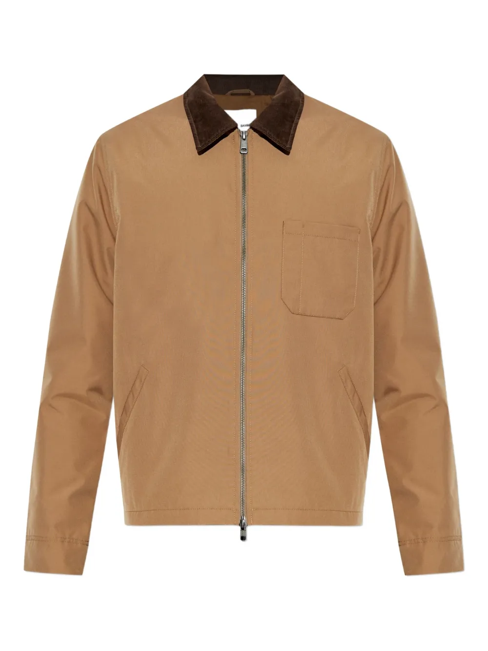 Samsoe & Samsoe Corduroy-collar Zip-front Jacket In Brown
