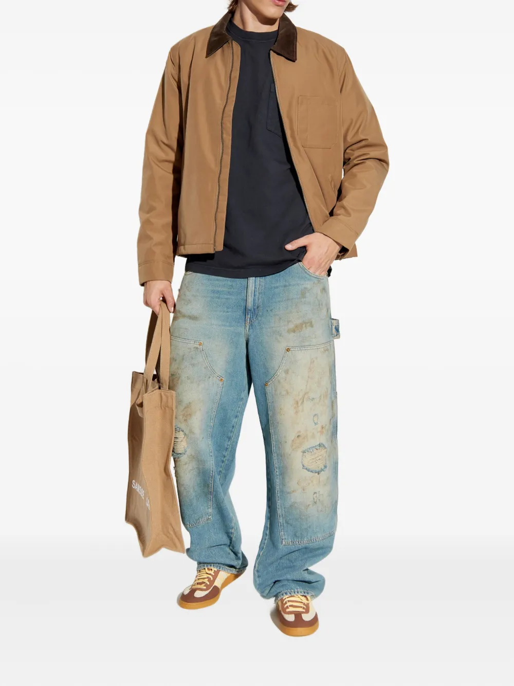 Samsoe & Samsoe Corduroy-collar Zip-front Jacket In Brown