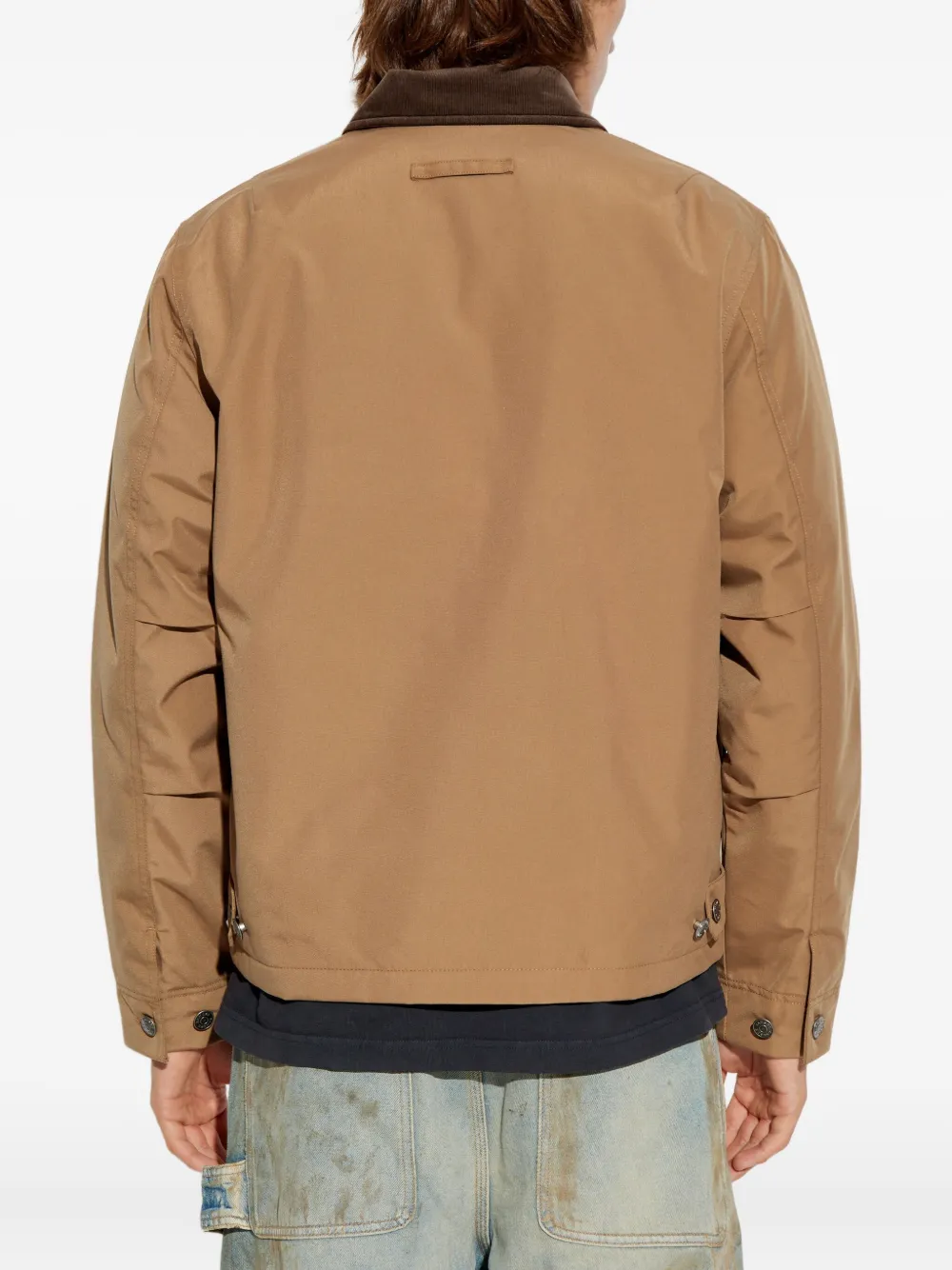 Samsoe & Samsoe Corduroy-collar Zip-front Jacket In Brown