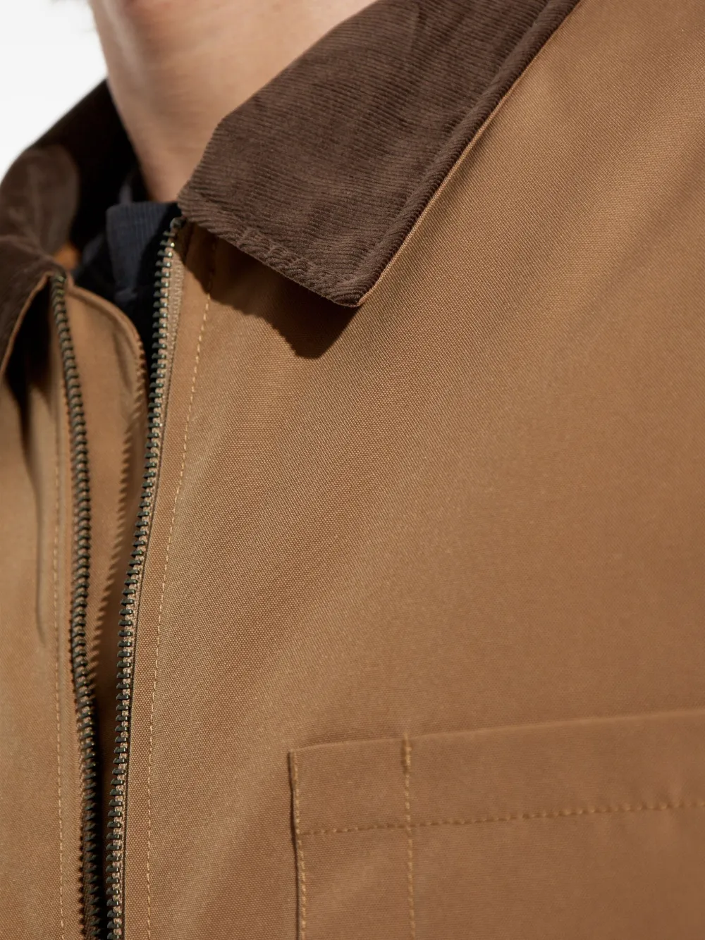 Samsoe & Samsoe Corduroy-collar Zip-front Jacket In Brown