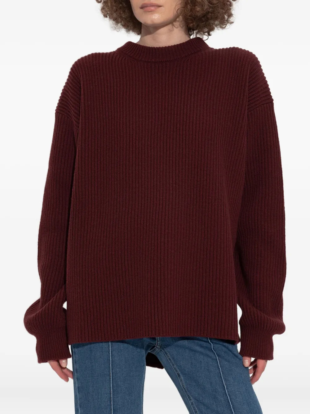 Jil Sander ribbed wool sweater Rood