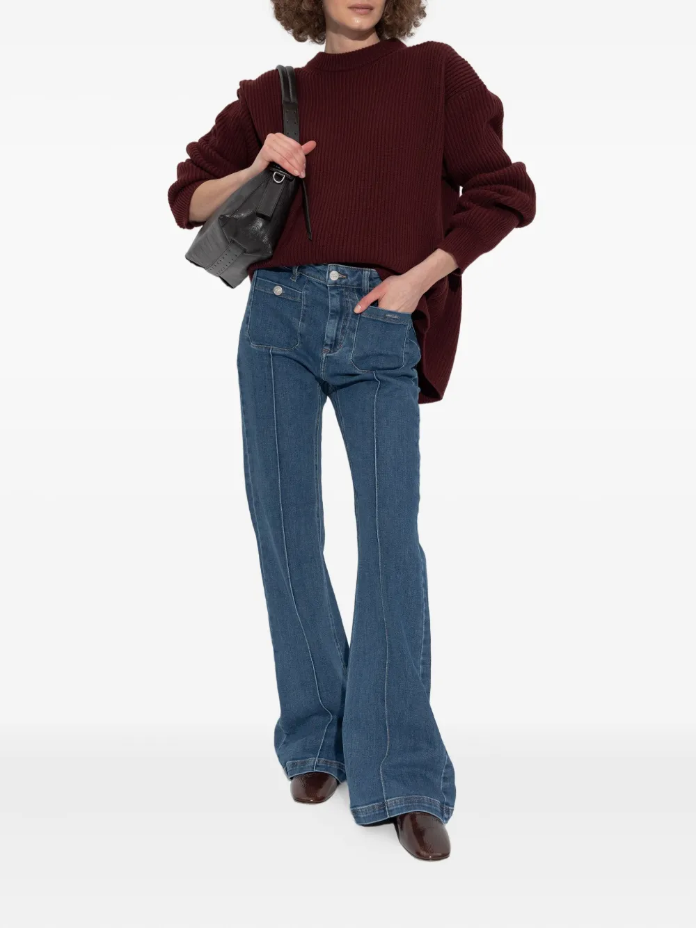 Jil Sander ribbed wool sweater Rood