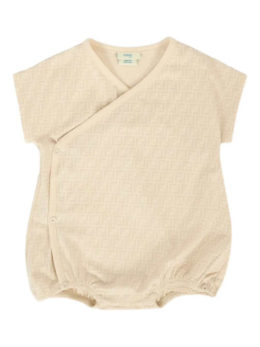 Fendi Kids Twee rompers met FF-logo en wikkeleffect Beige