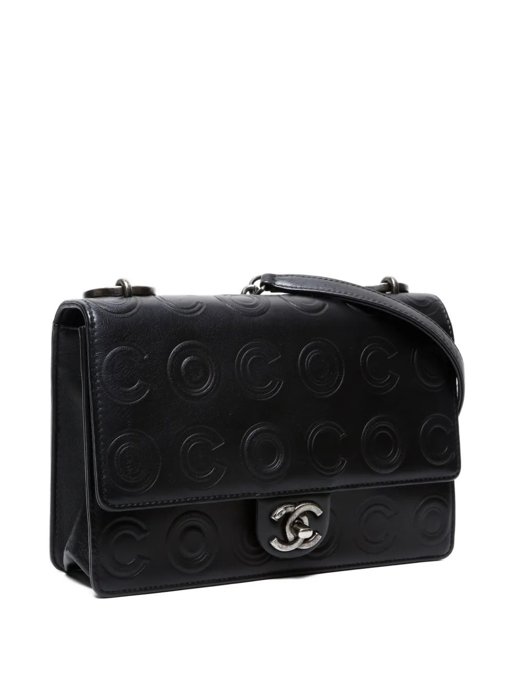 CHANEL ブラックエンボスショルダーバッグ CHANEL Pre-Owned 2019 ロゴエンボス ショルダーバッグ | ブラック