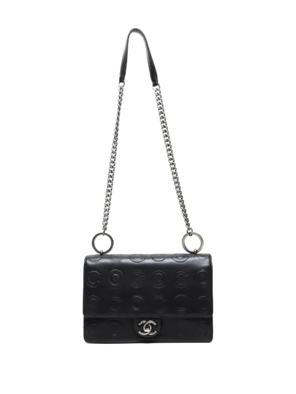 CHANEL Pre-Owned 2019 ロゴエンボス ショルダーバッグ | ブラック