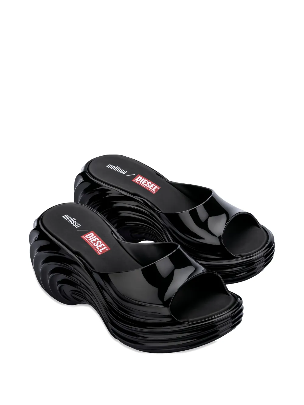 Melissa x Diesel Quantum platform wave slides Black