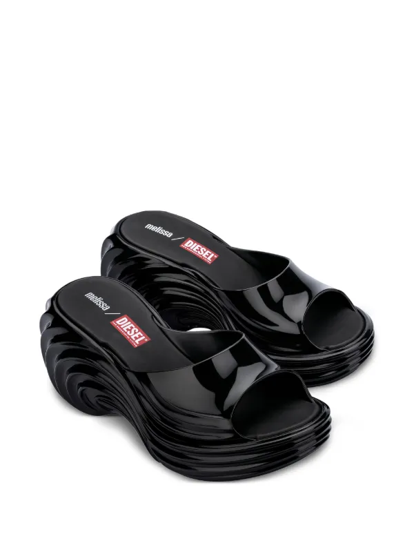 Melissa Quantum Platform + DIESEL【22cm】 Melissa x Diesel Quantum Platform Wave Slides | Black | FARFETCH