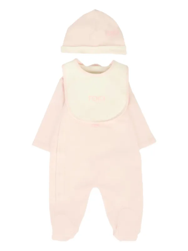 Fendi Kids Conjunto Para Bebê Com Teddy Bear Bordado | Rosa