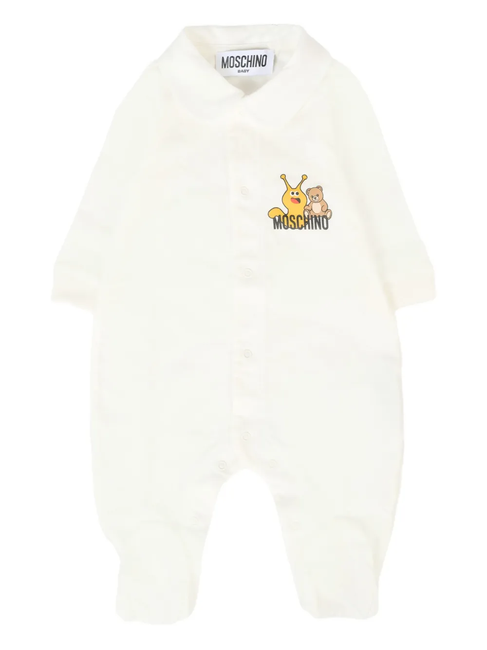 Moschino Kids Katoenen romper met teddybeerprint Wit
