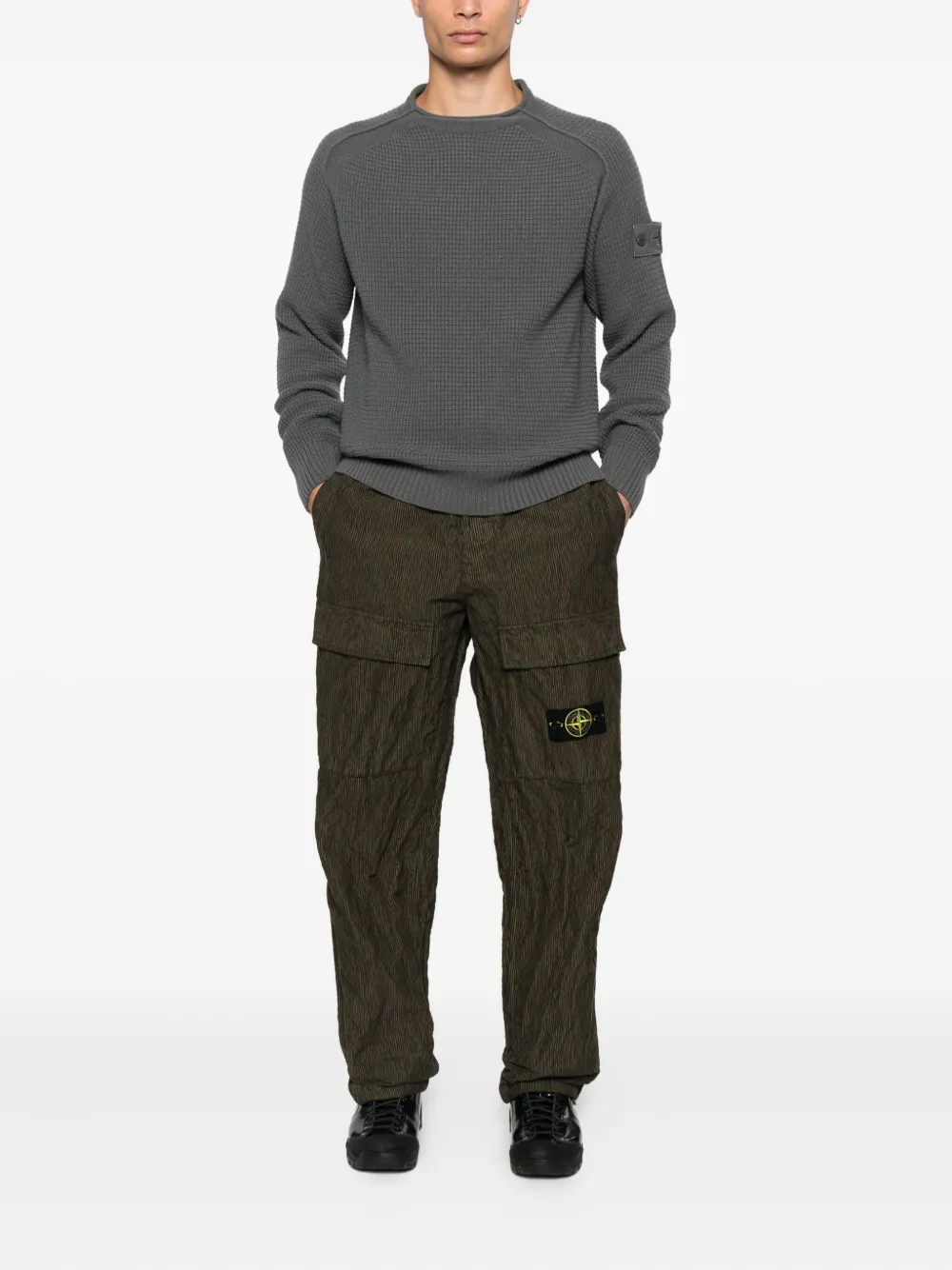 Stone Island raglan-sleeve wool sweatshirt - Grijs