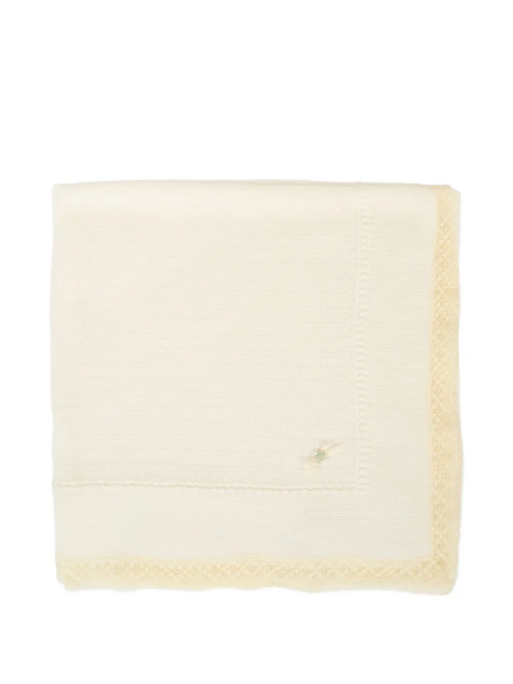Paz Rodriguez Lace-trimmed Wool Blanket In Neutral