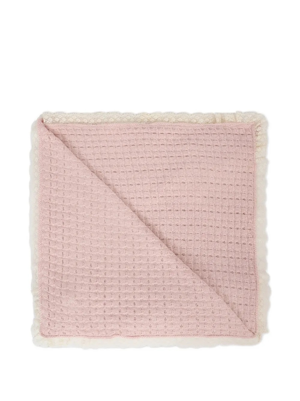 Paz Rodriguez Textured Lace-trimmed Blanket In Pink