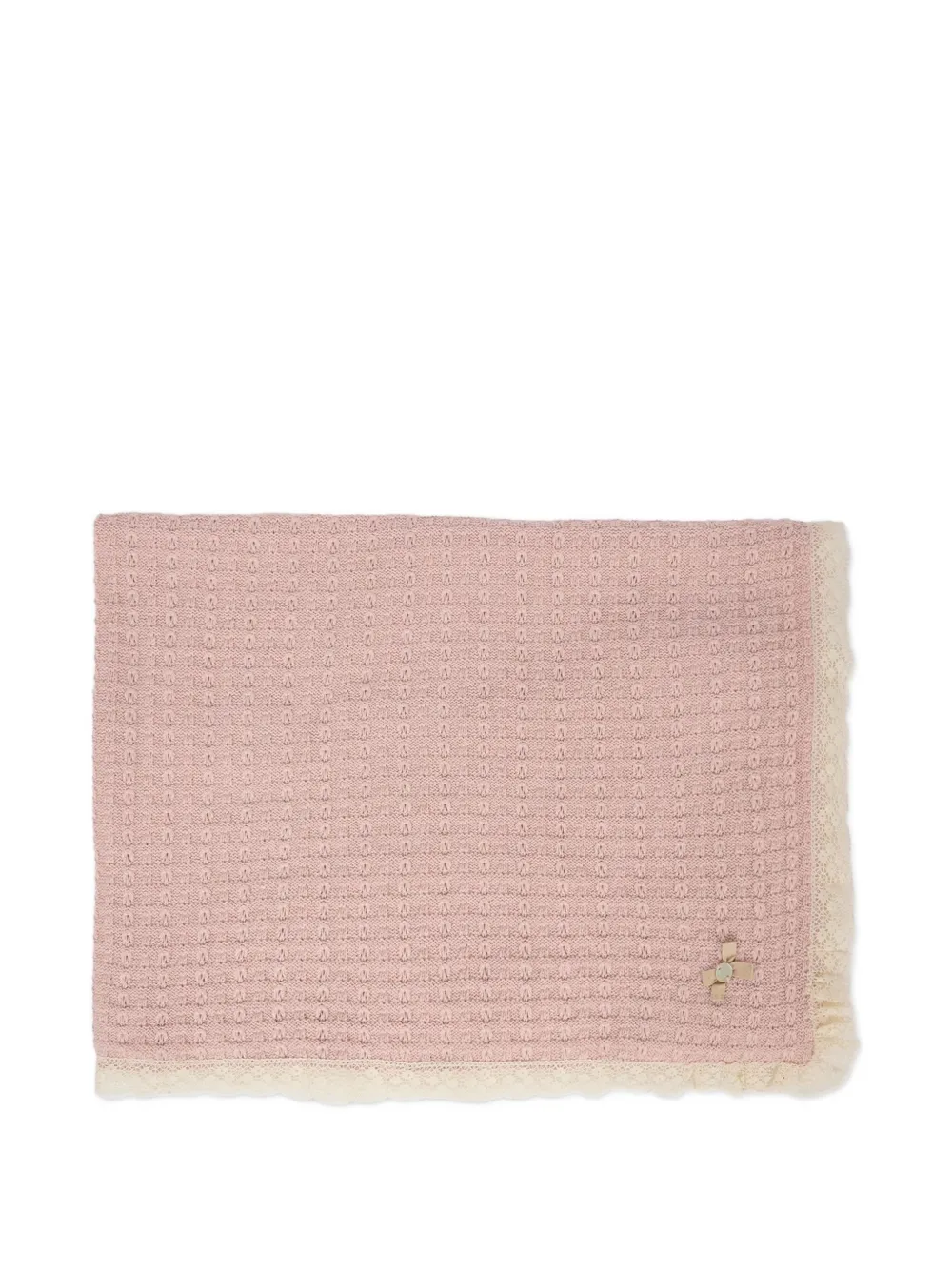 Paz Rodriguez Textured Lace-trimmed Blanket In Pink