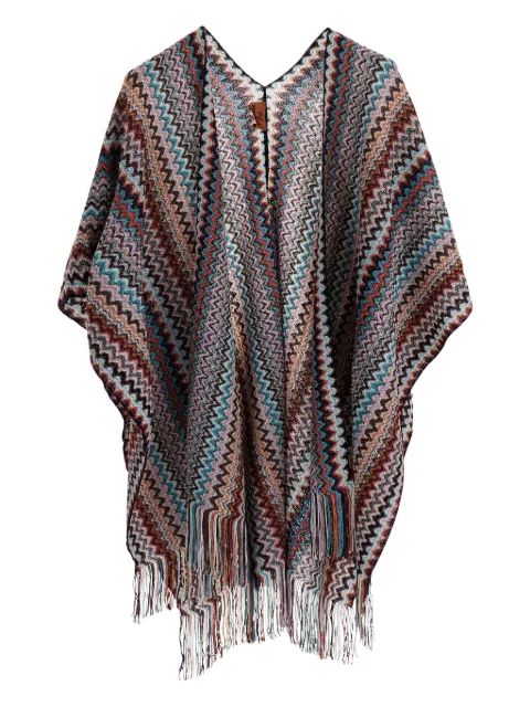 Missoni zigzag-pattern fringed poncho