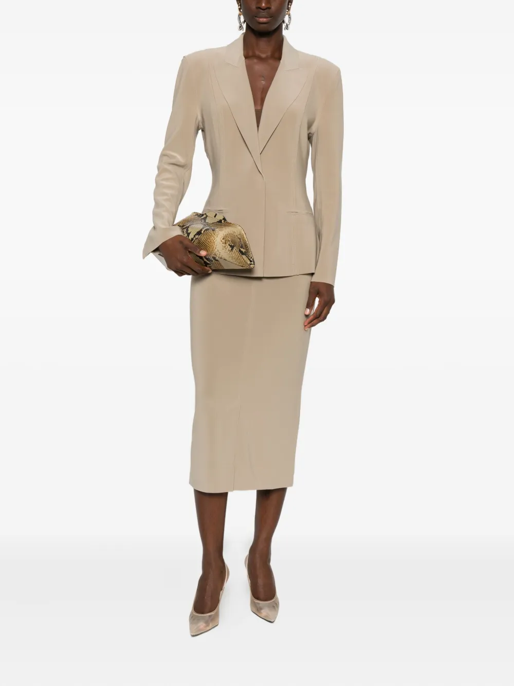 Norma Kamali Single-breasted Notched-lapel Jacket In Neutral