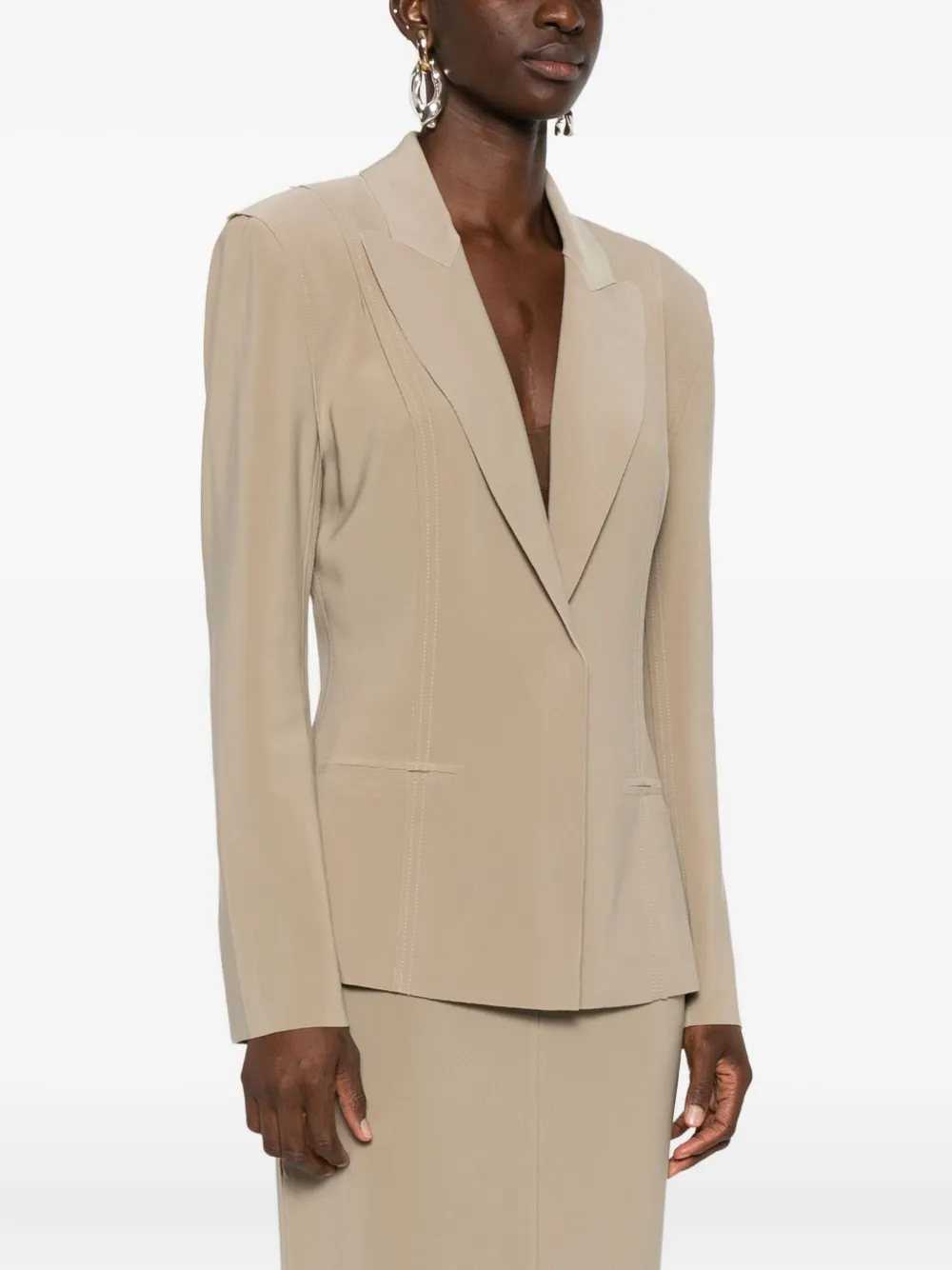 Norma Kamali Single-breasted Notched-lapel Jacket In Neutral