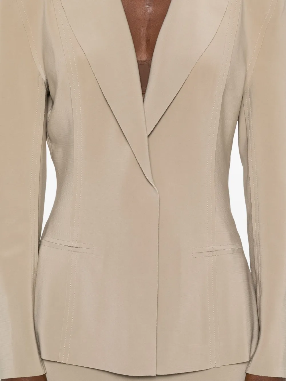 Norma Kamali Single-breasted Notched-lapel Jacket In Neutral