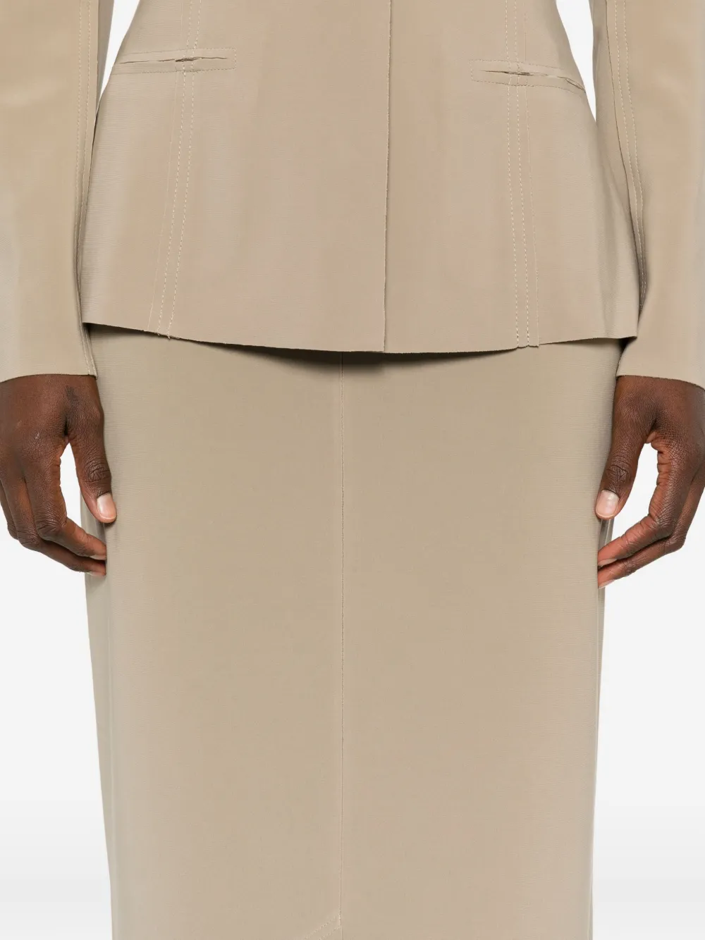 Norma Kamali Straight midi-rok Beige