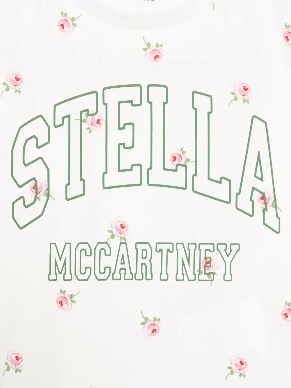 Stella McCartney Kids T-shirt met rozenprint en logo Wit