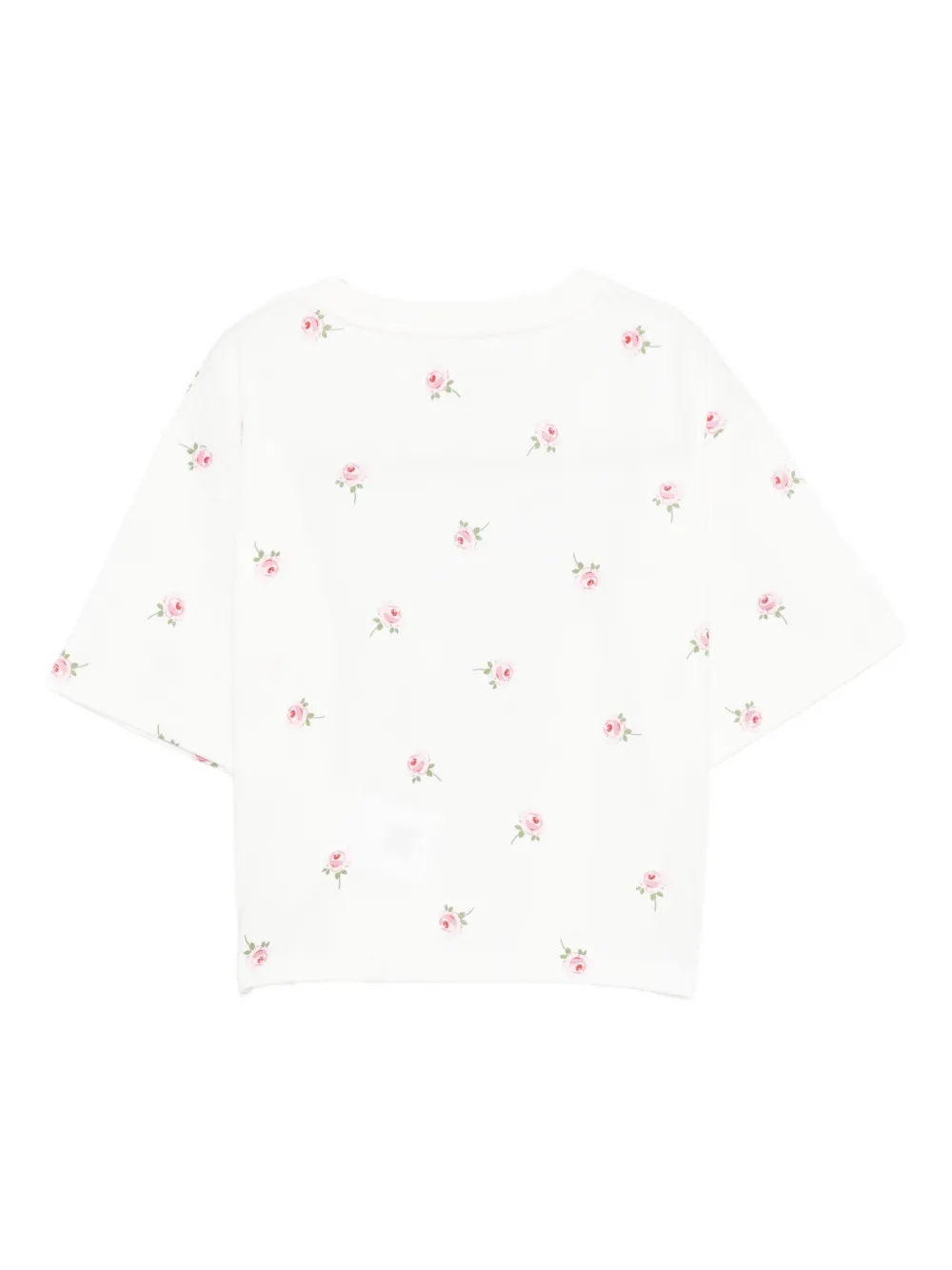Stella McCartney Kids T-shirt met rozenprint en logo Wit
