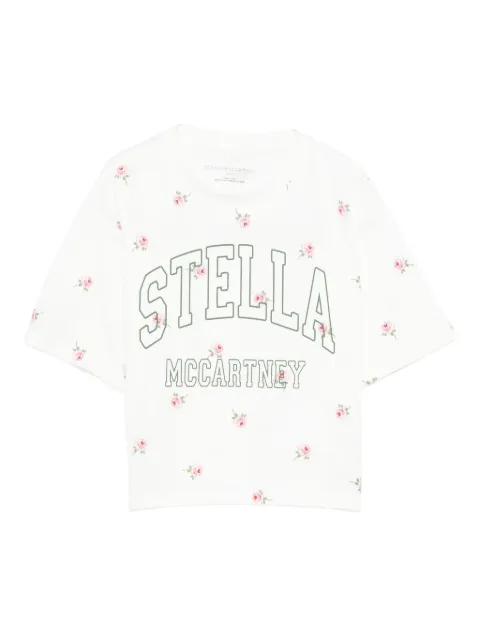 Stella McCartney Kids rose-print logo T-shirt