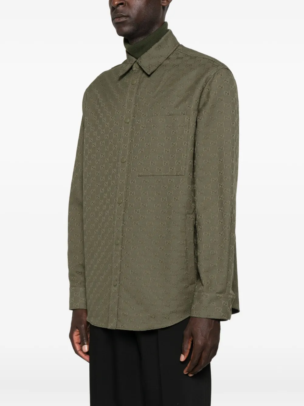 Gucci Overhemd met monogram-reliëf Groen