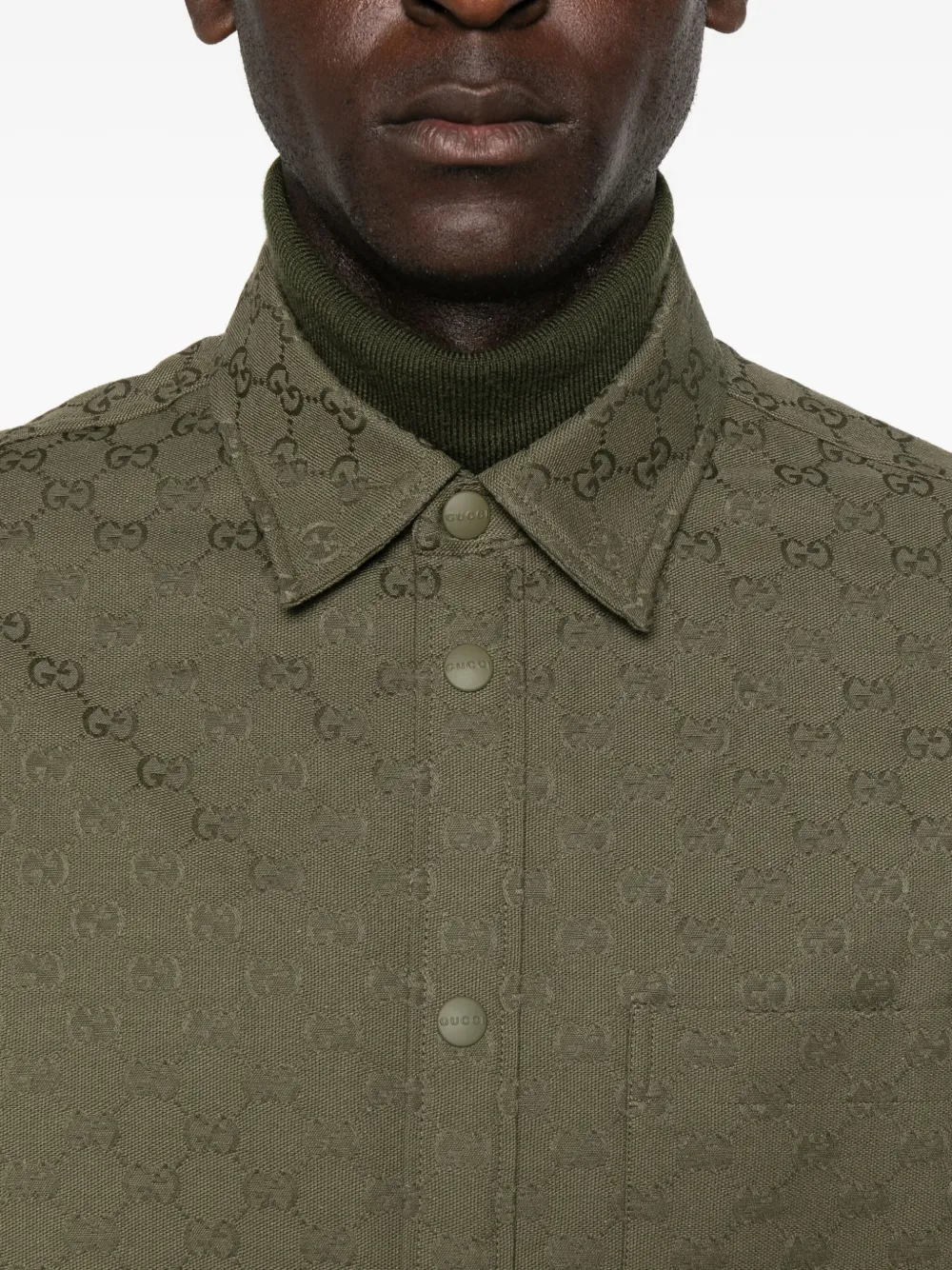 Gucci Overhemd met monogram-reliëf Groen