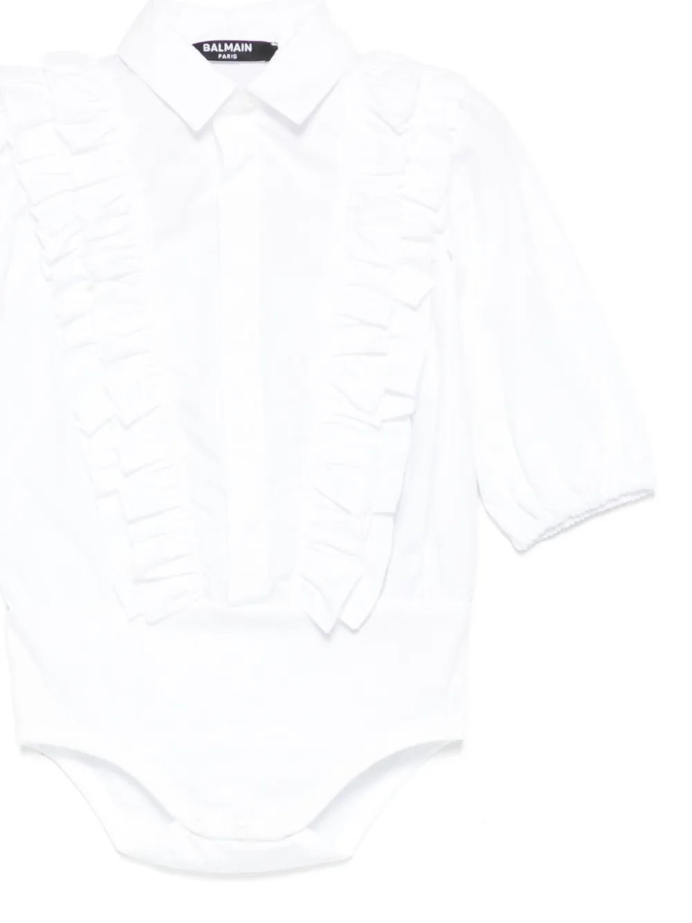Balmain Kids Romper met ruches Wit