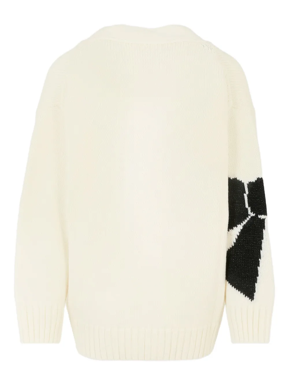 Simonetta Bow-pattern Wool Cardigan In White