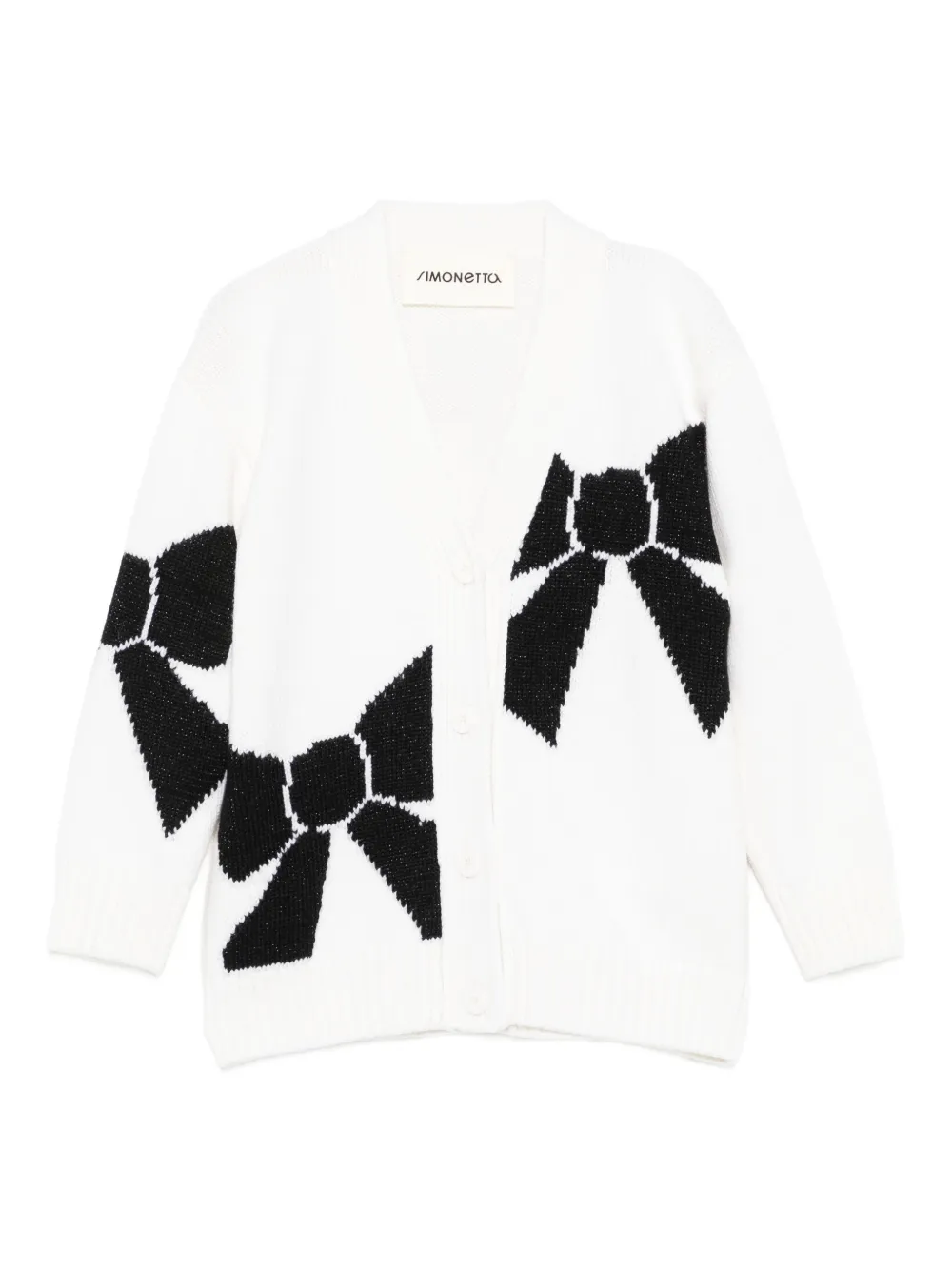 Simonetta Wollen vest met strikpatroon Wit