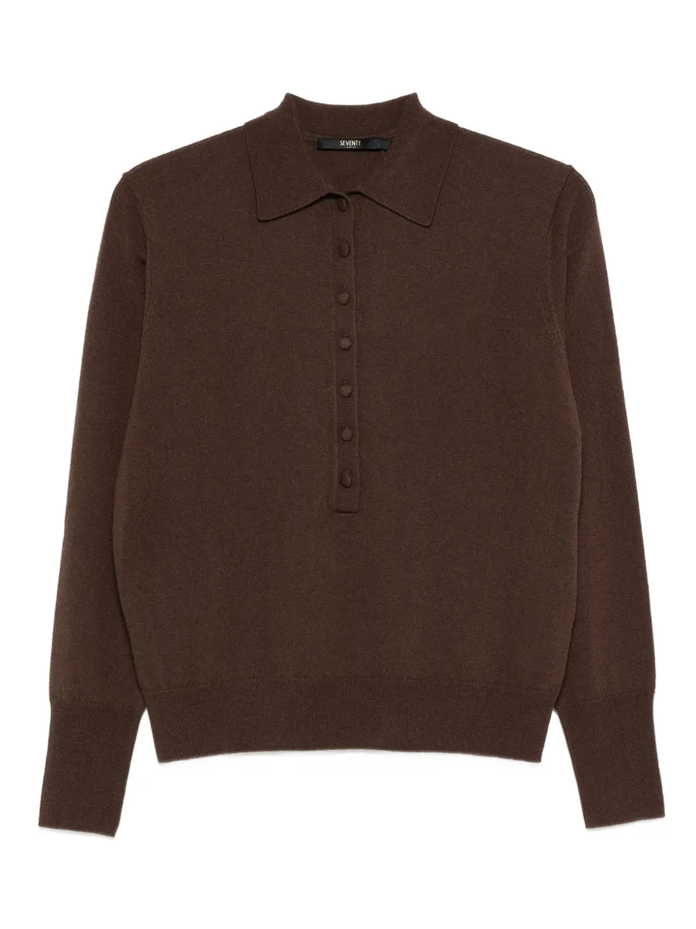 Seventy Polotop met knopenbies en lange mouwen Bruin