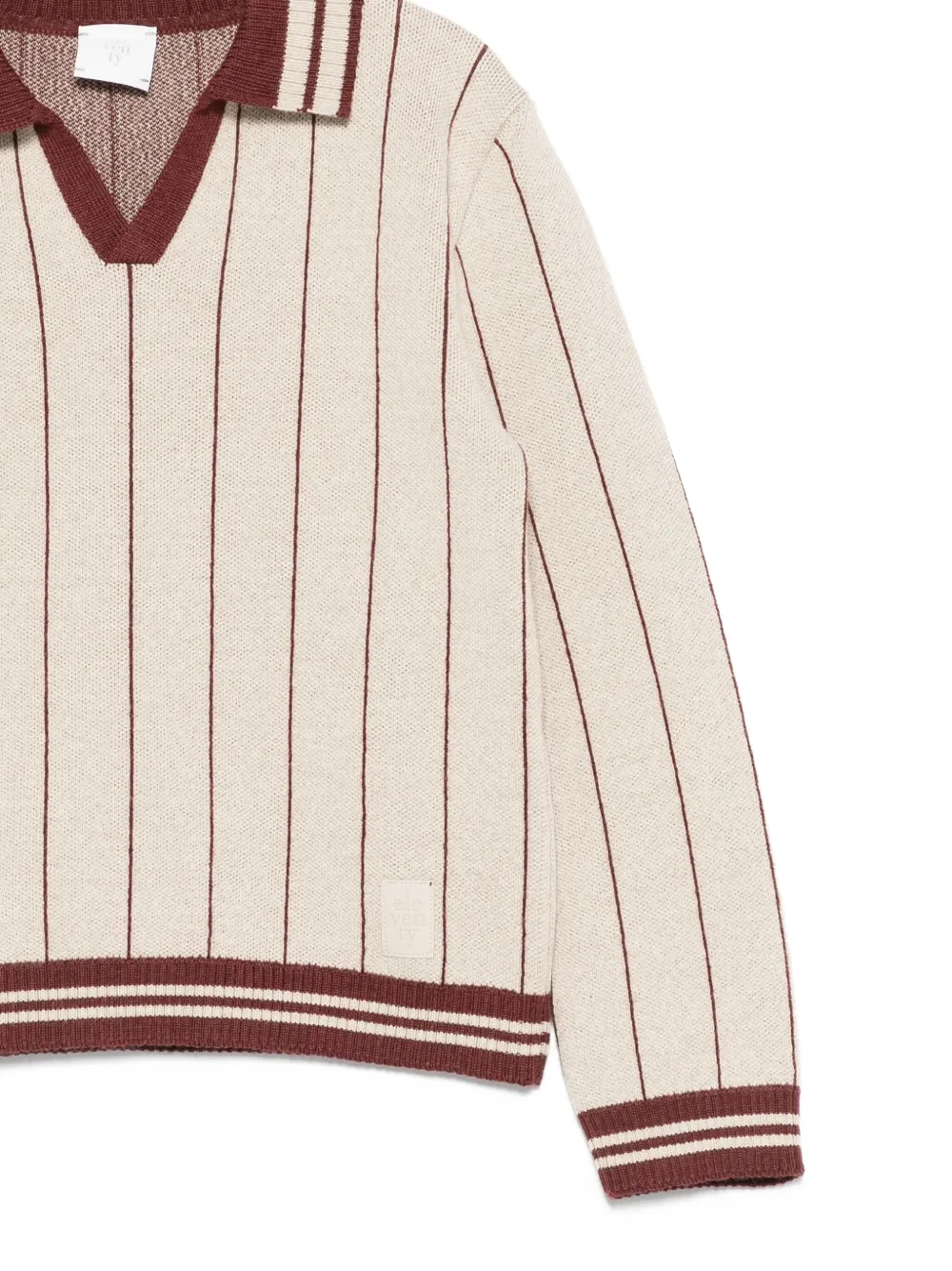 Eleventy Kids Trui met gestreept detail en polokraag Beige