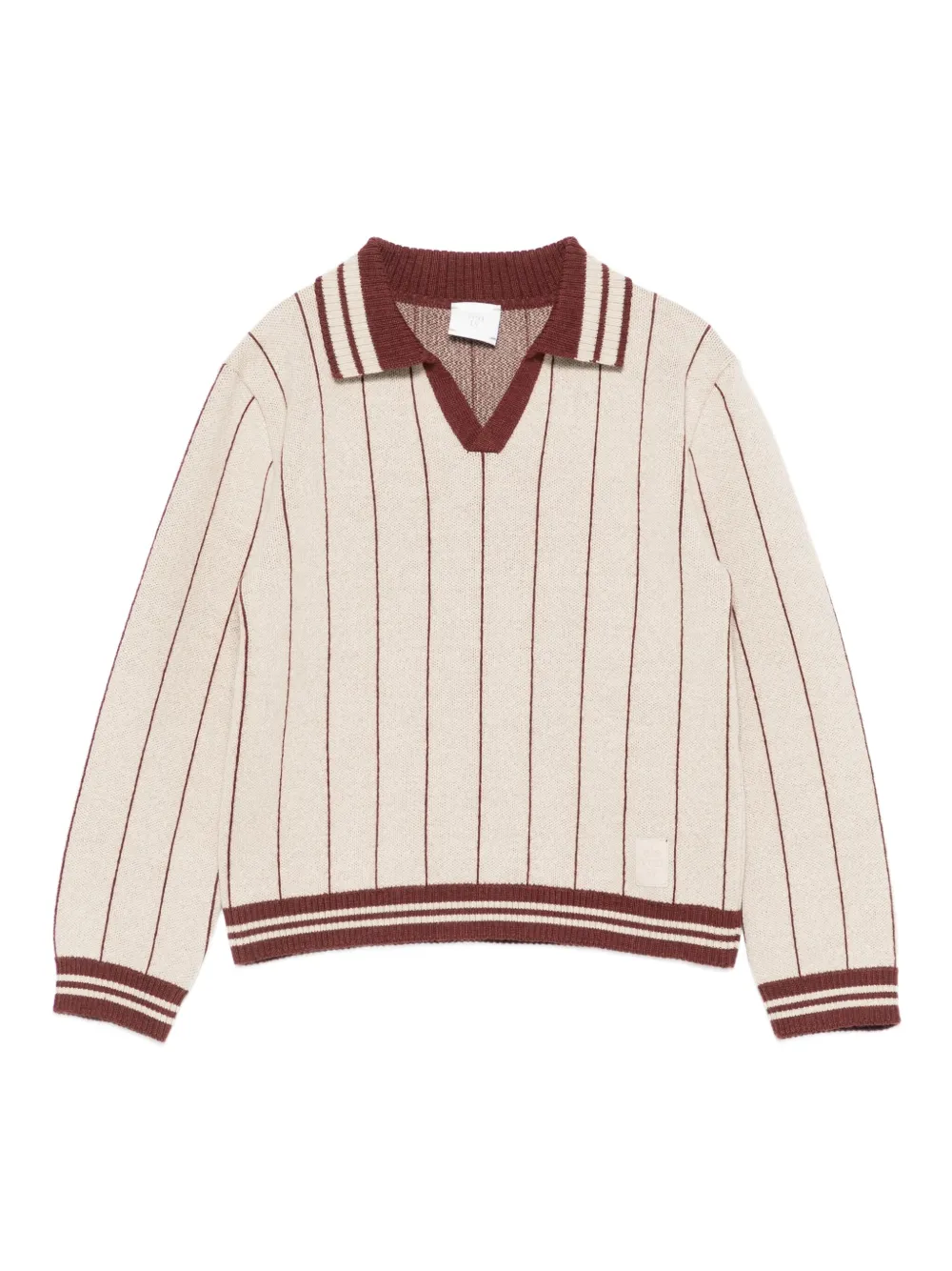 Eleventy Kids Trui met gestreept detail en polokraag Beige