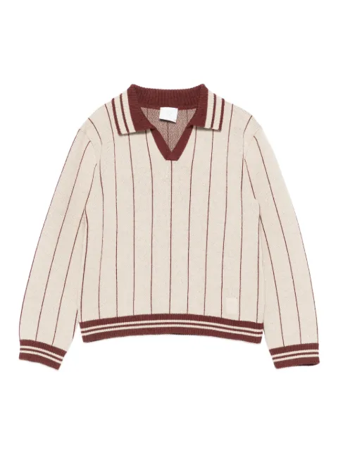 Eleventy Kids 条纹细节polo领毛衣
